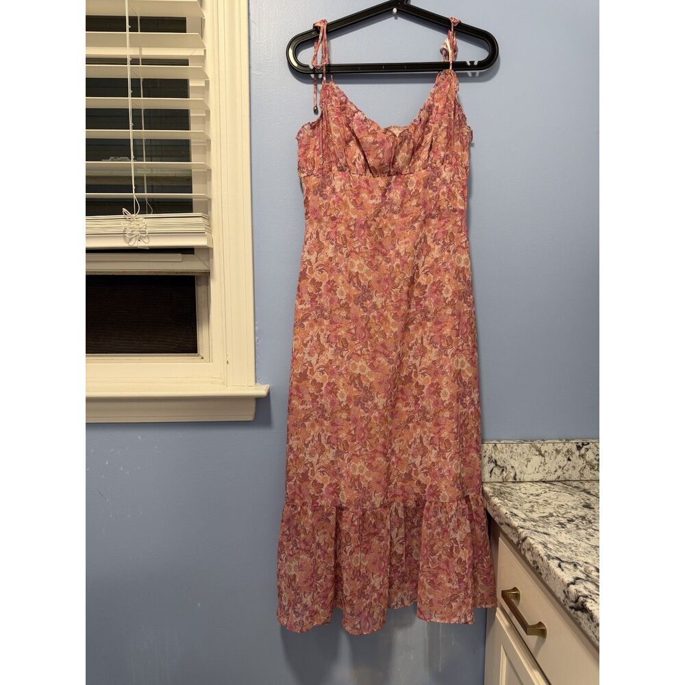 Hello Molly Floral Print Tiered Midi Dress Spaghetti Straps NWT - Picture 3 of 3